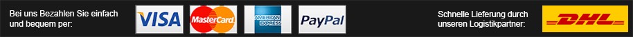 Zahlen Sie per Kreditkarte oder Paypal. Lieferung durch DHL